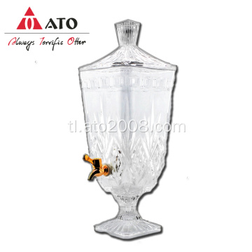 Embossed glass jar juice glass inuming dispenser